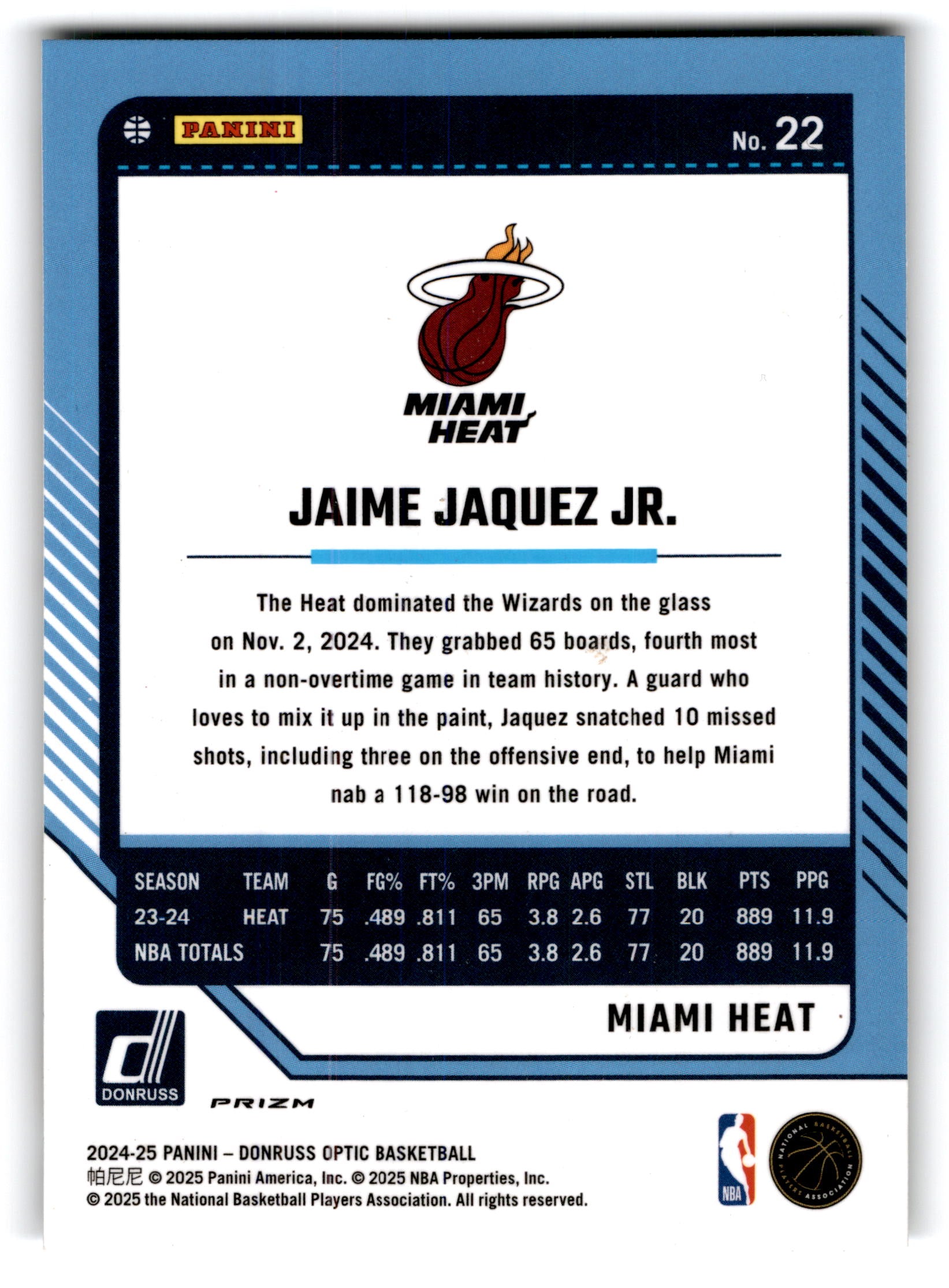 2025 Panini Donruss Optic Jaime Jaquez Jr. #22 Holo