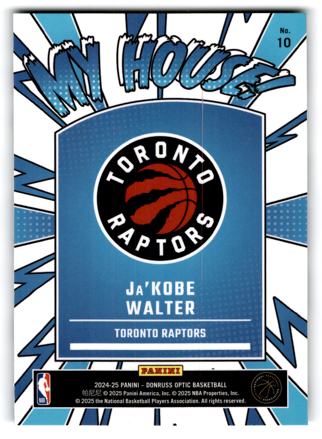2025 Panini Donruss Optic My House! Ja'Kobe Walter #10 RC