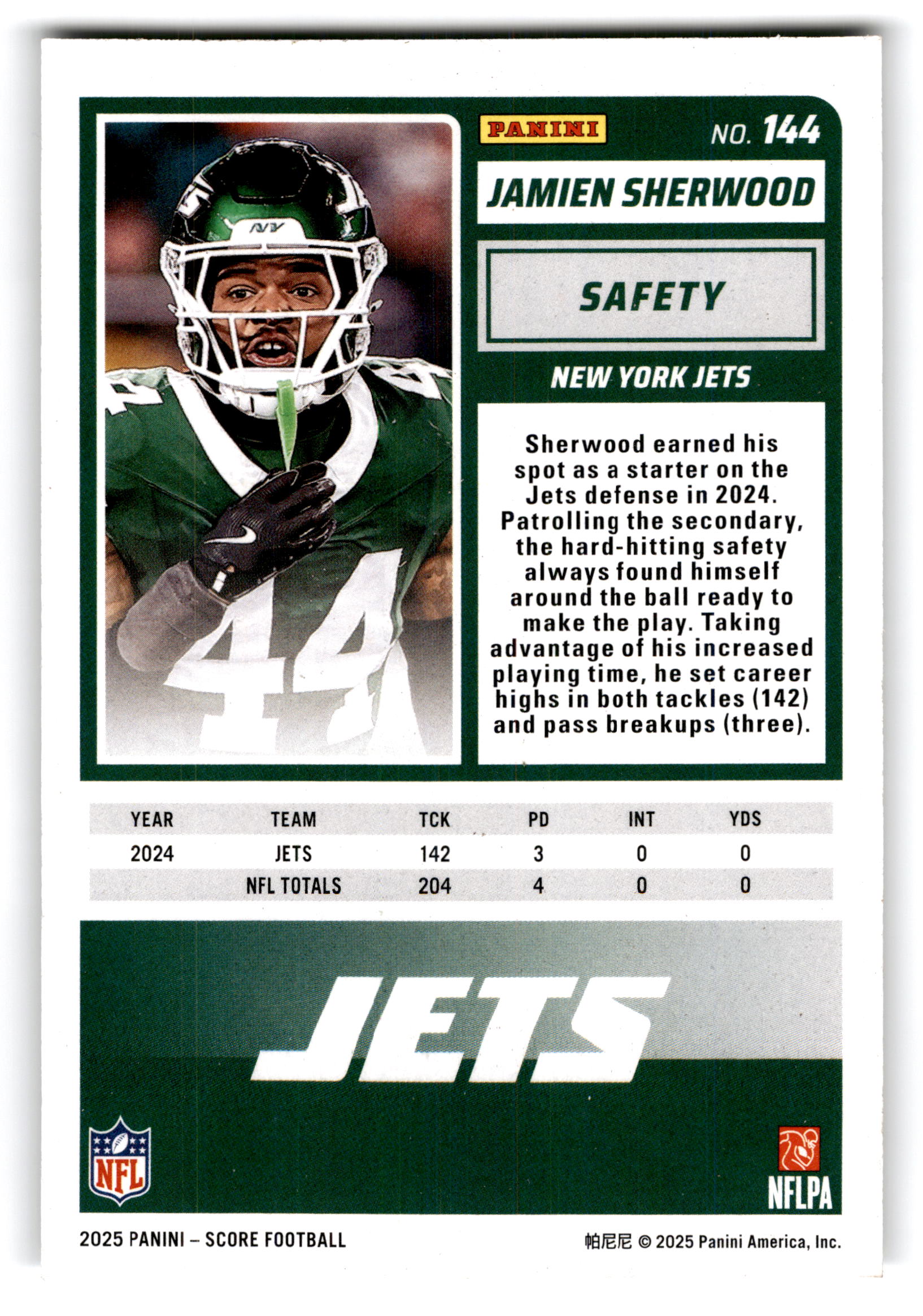 2025 Panini Score Football Jamien Sherwood #144