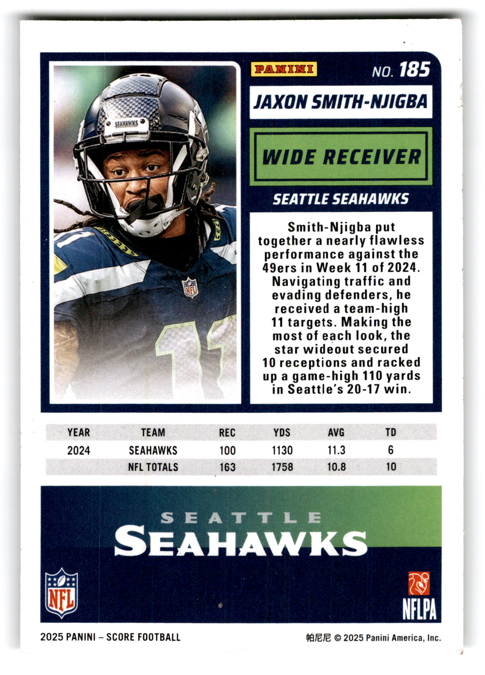 2025 Panini Score Football Jaxon Smith-Njigba #185