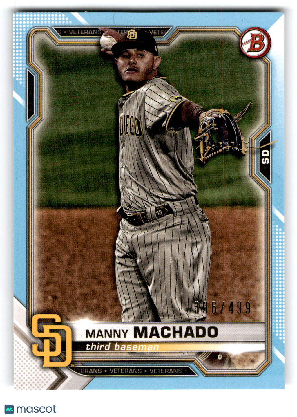 2021 Topps Bowman Manny Machado #52 Sky Blue 396/499
