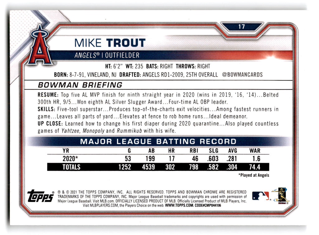 2021 Topps Bowman Mike Trout #17