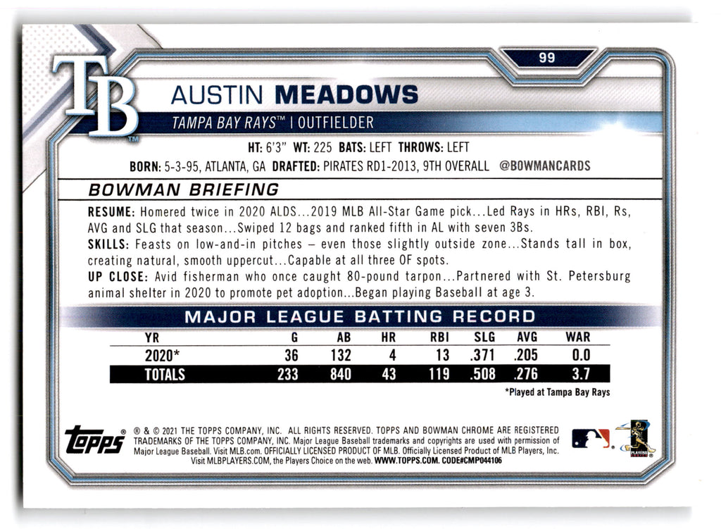 2021 Topps Bowman Austin Meadows #99