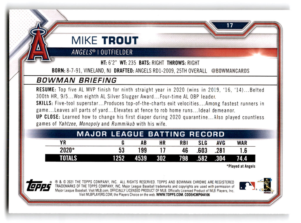2021 Topps Bowman Mike Trout #17