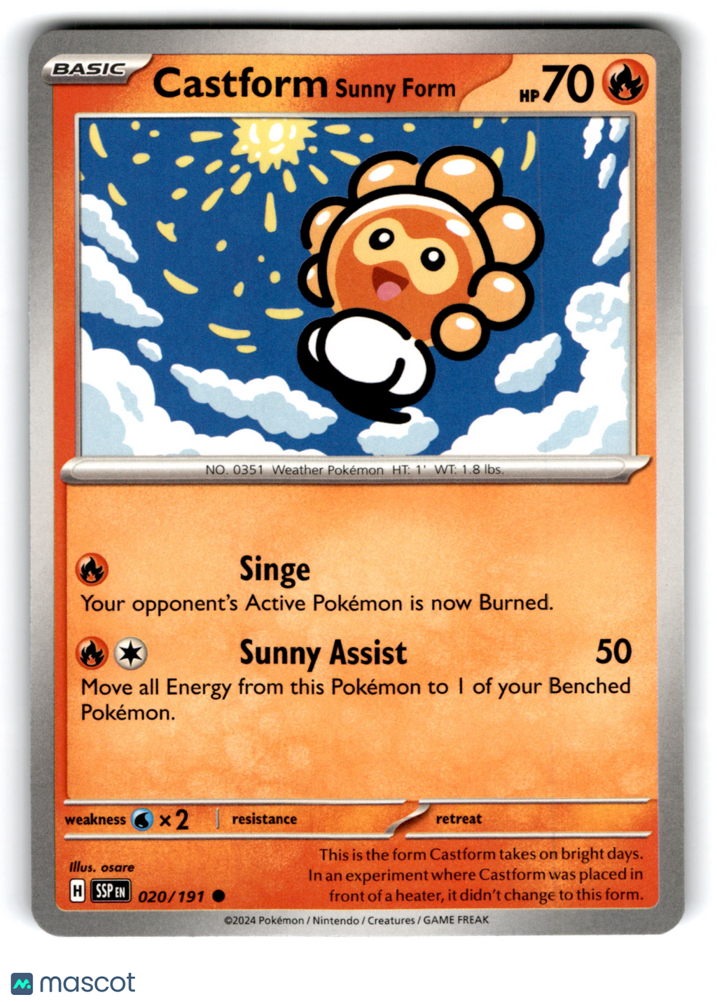 2024 Pokemon Castform Sunny Form #20/191