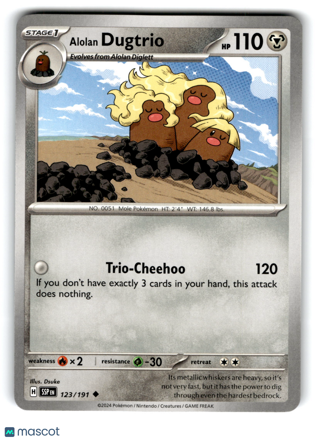 2024 Pokemon Alolan Dugtrio #123/191