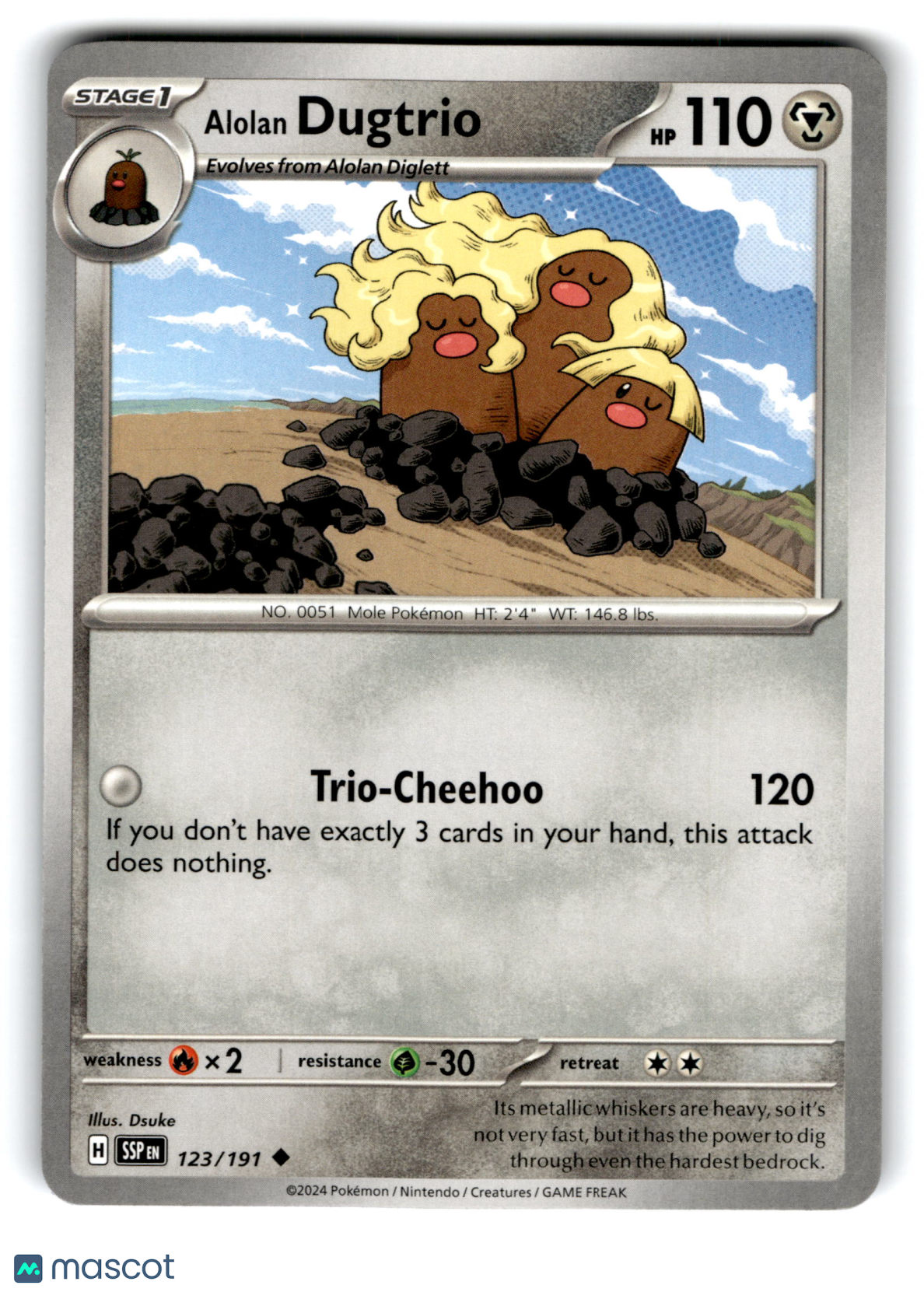 2024 Pokemon Alolan Dugtrio #123/191