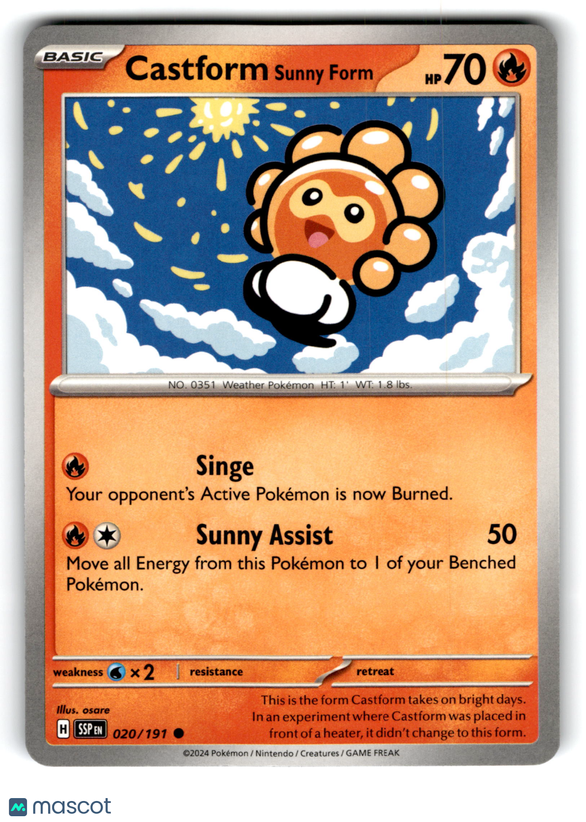 2024 Pokemon Castform Sunny Form #20/191