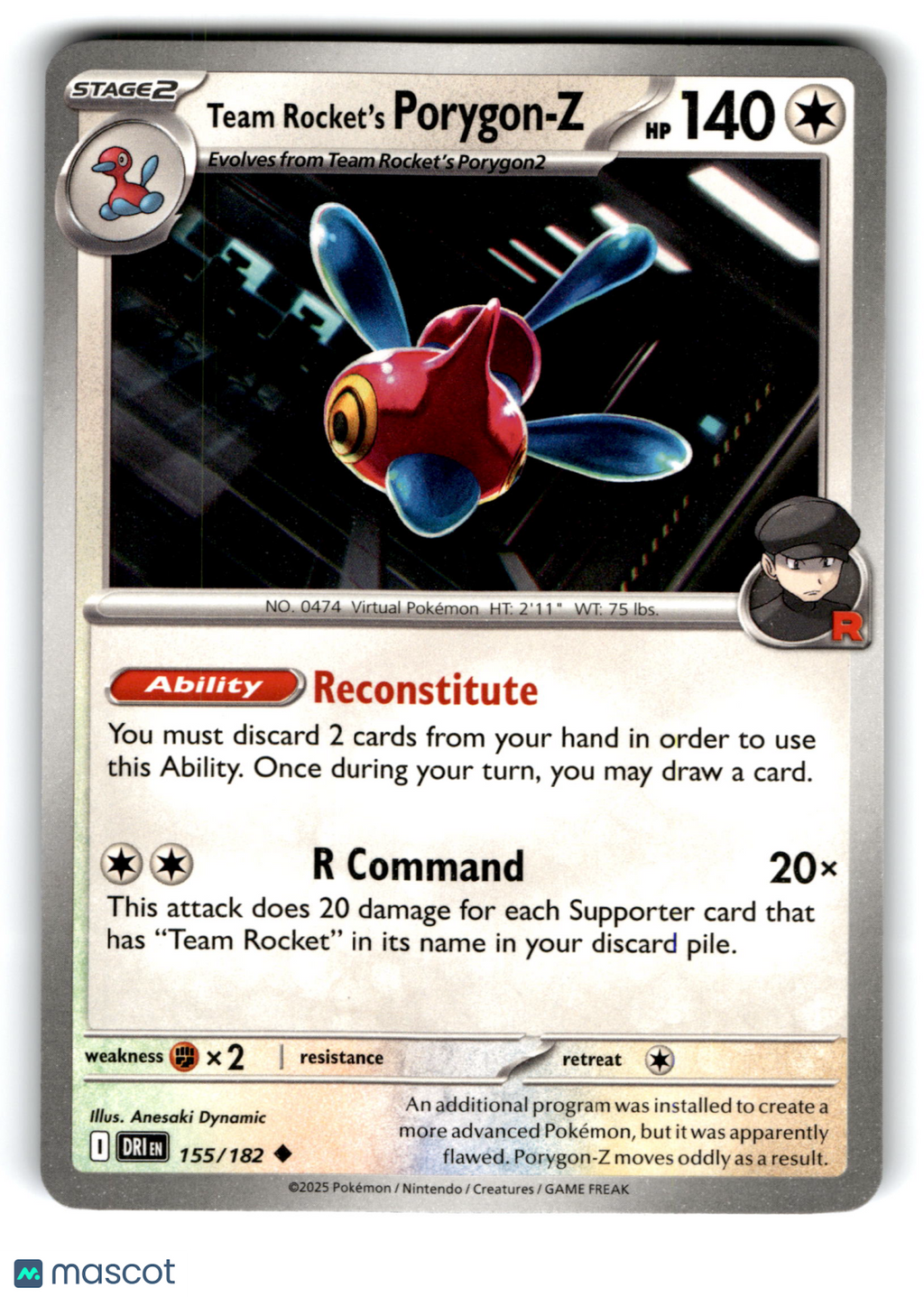 2025 Pokemon Team Rocket's Porygon-Z #155/182