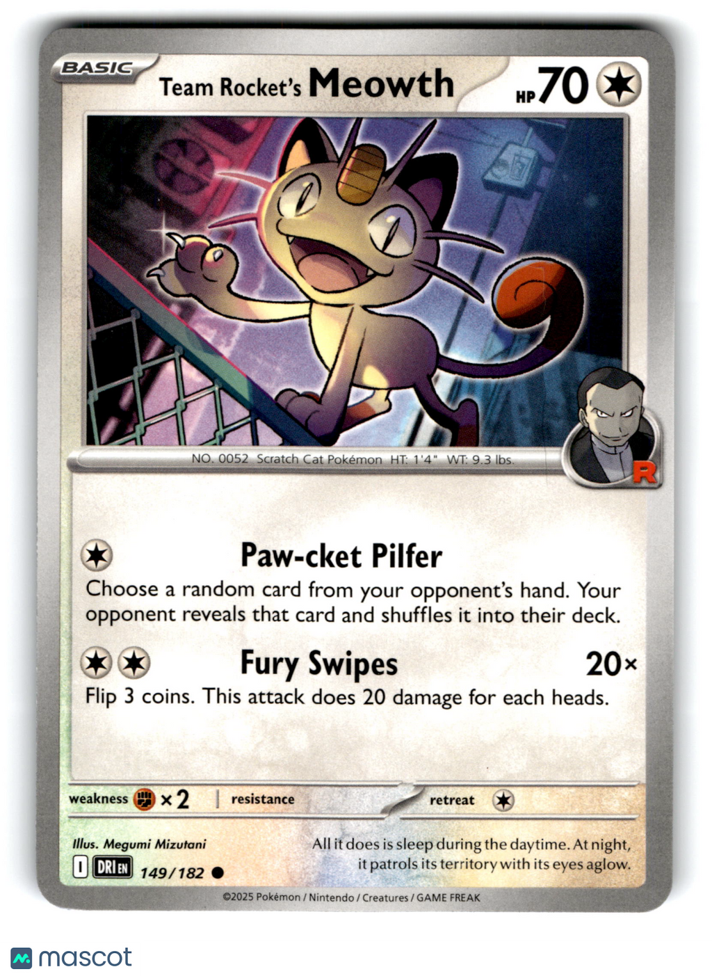 2025 Pokemon Team Rocket's Meowth #149/182
