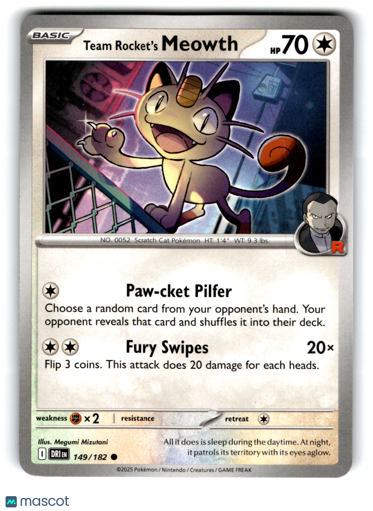 2025 Pokemon Team Rocket's Meowth #149/182