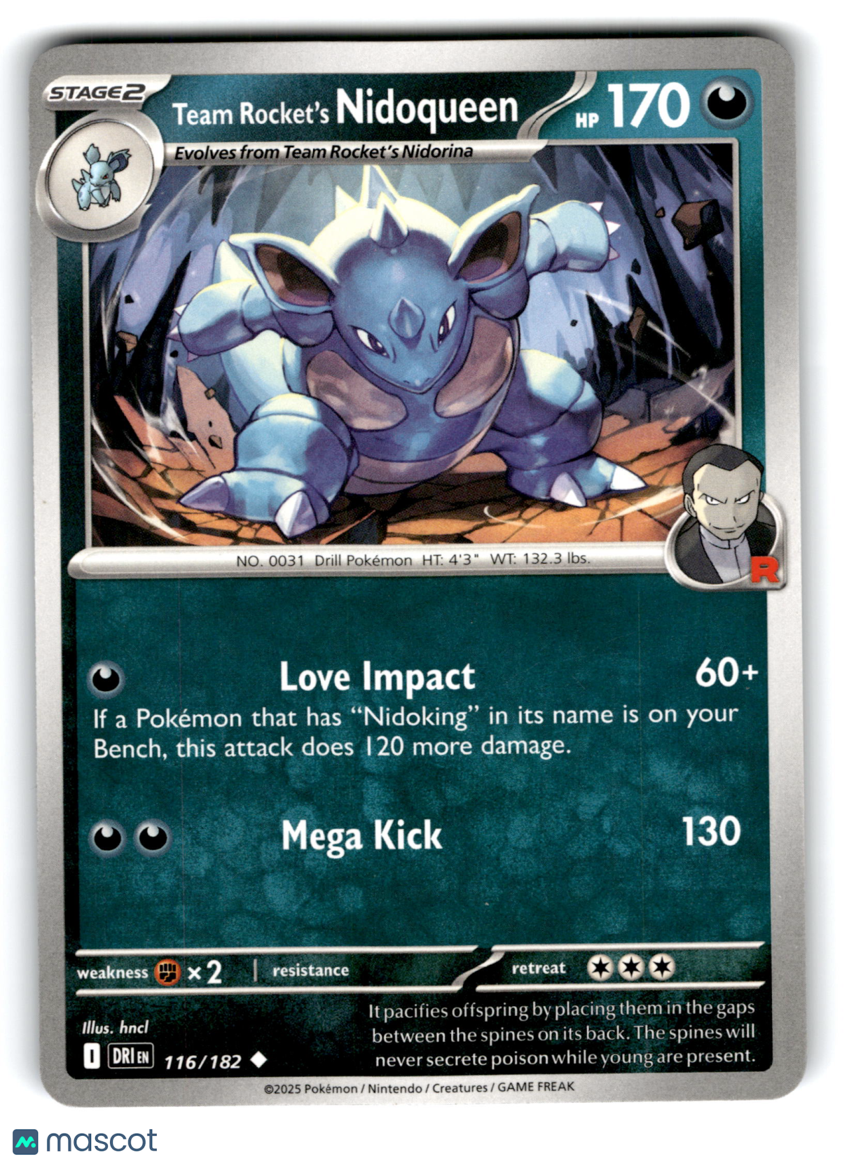 2025 Pokemon Team Rocket's Nidoqueen #116/182