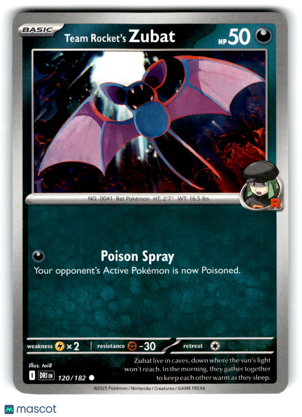 2025 Pokemon Team Rocket's Zubat #120/182
