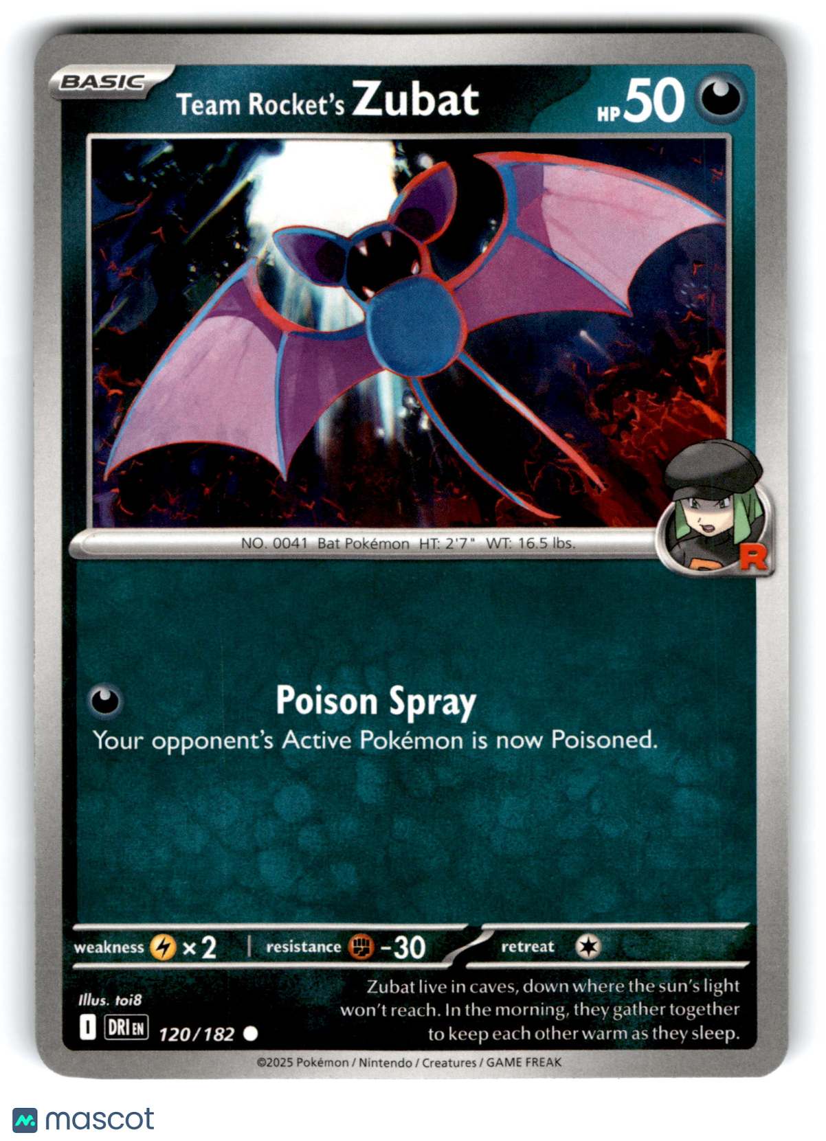 2025 Pokemon Team Rocket's Zubat #120/182