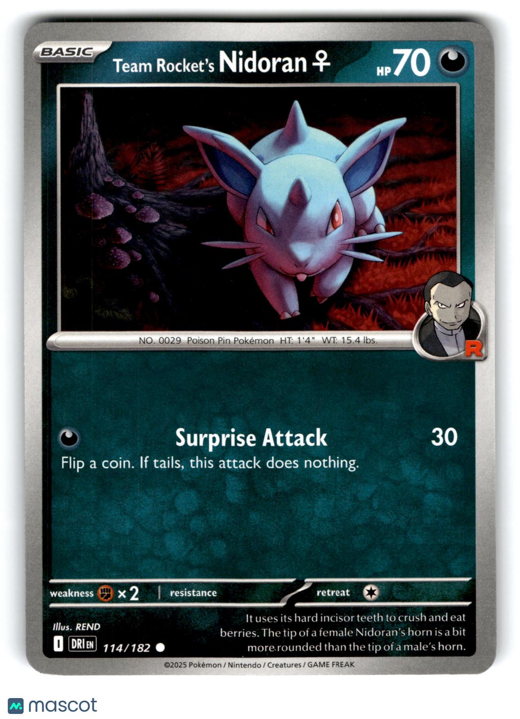 2025 Pokemon Team Rocket's Nidoran♀ #114/182