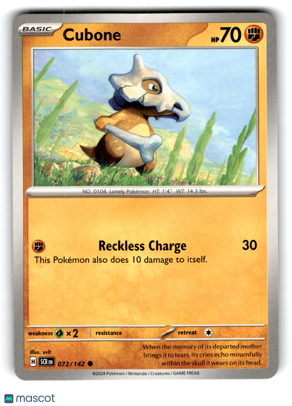 2024 Pokemon Cubone #72/142