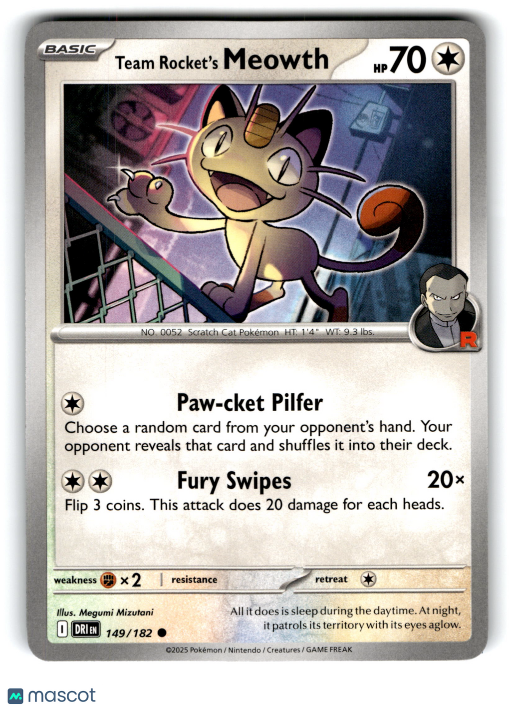 2025 Pokemon Team Rocket's Meowth #149/182