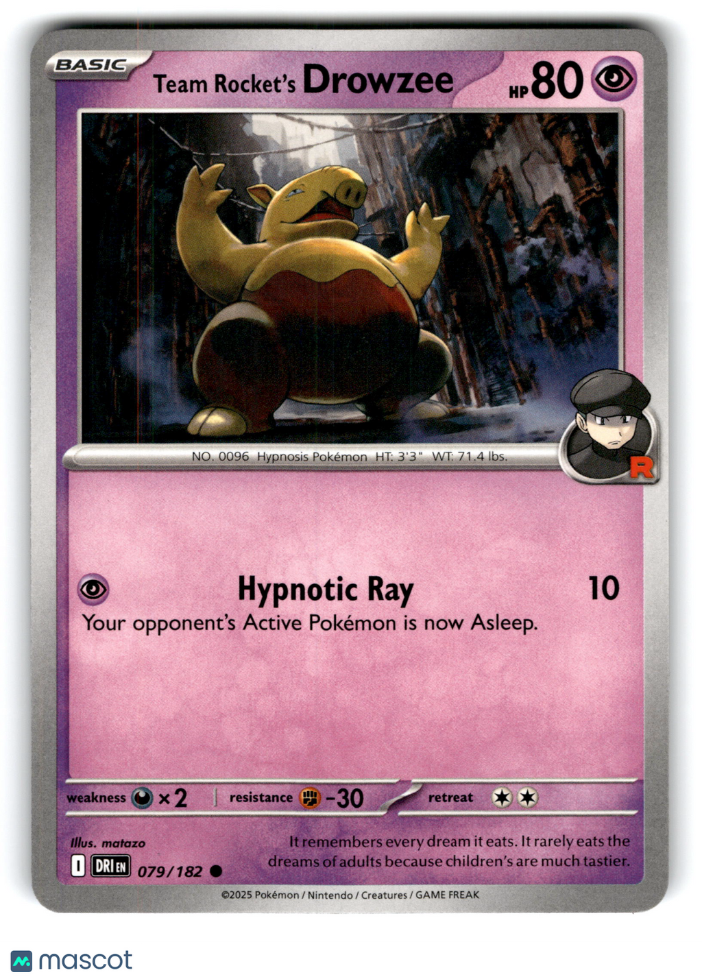 2025 Pokemon Team Rocket's Drowzee #79/182