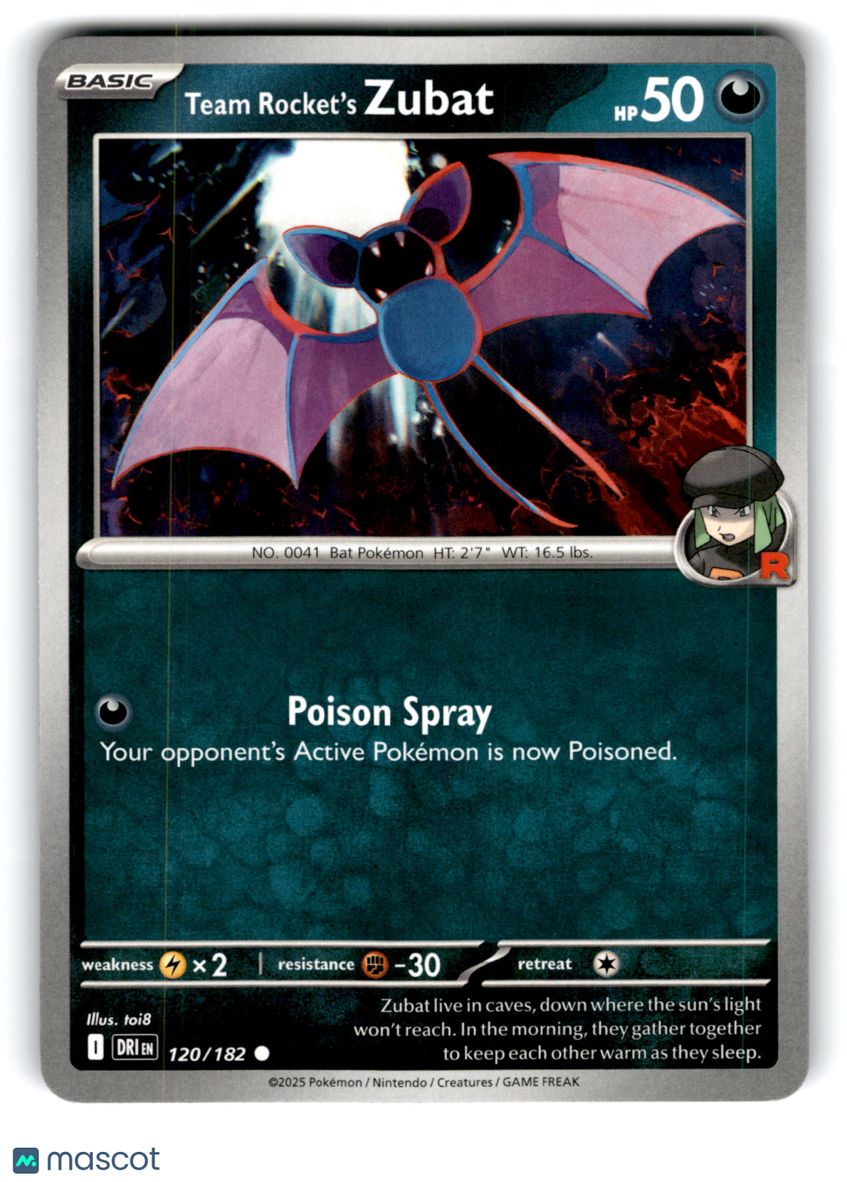 2025 Pokemon Team Rocket's Zubat #120/182