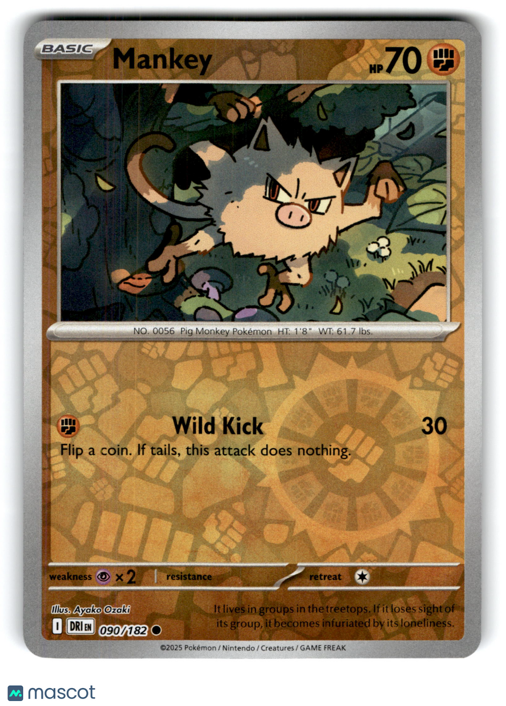 2025 Pokemon Mankey #90/182