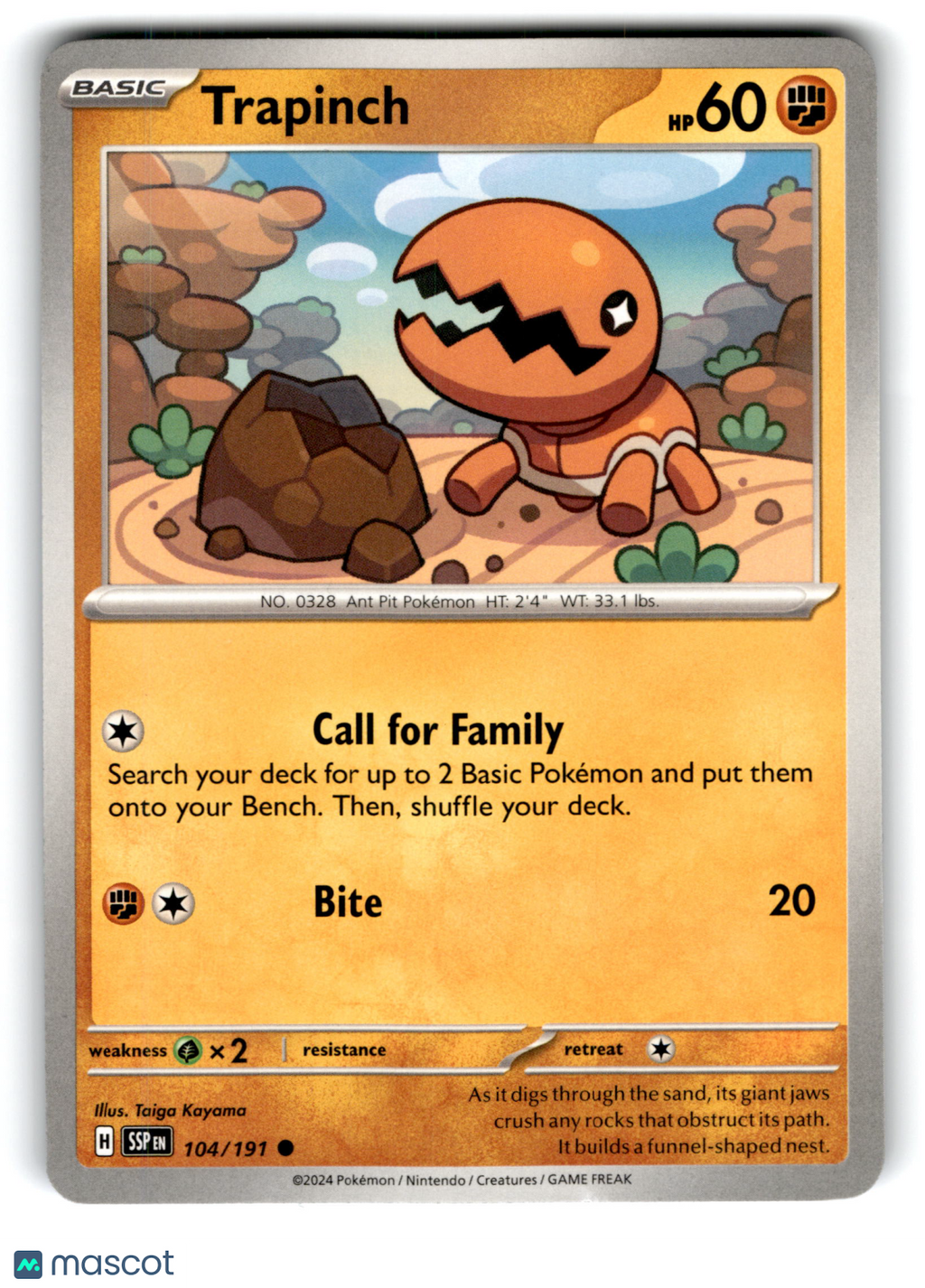2024 Pokemon Trapinch #104/191