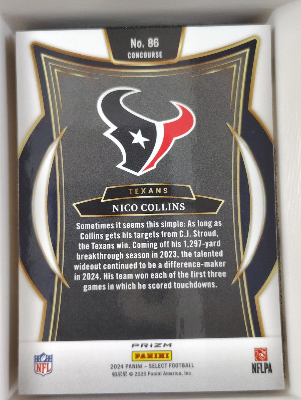 2024 Panini Select - Concourse Nico Collins #86 Red & Blue Shock Prizm