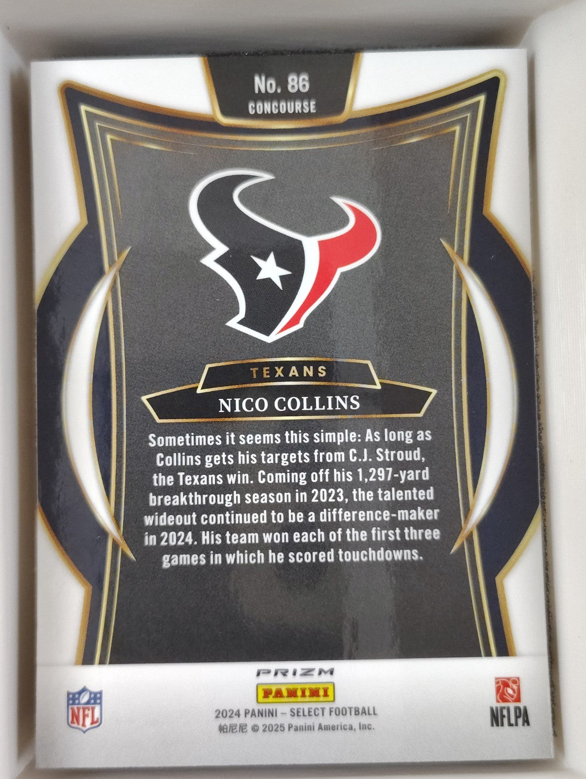 2024 Panini Select - Concourse Nico Collins #86 Red & Blue Shock Prizm
