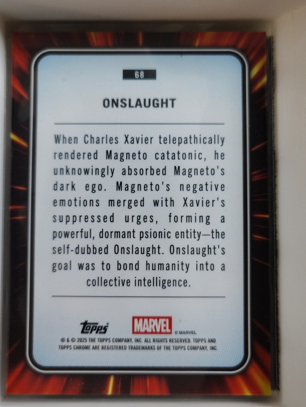 2025 Topps Chrome Marvel #68 Onslaught 063/299 Blue