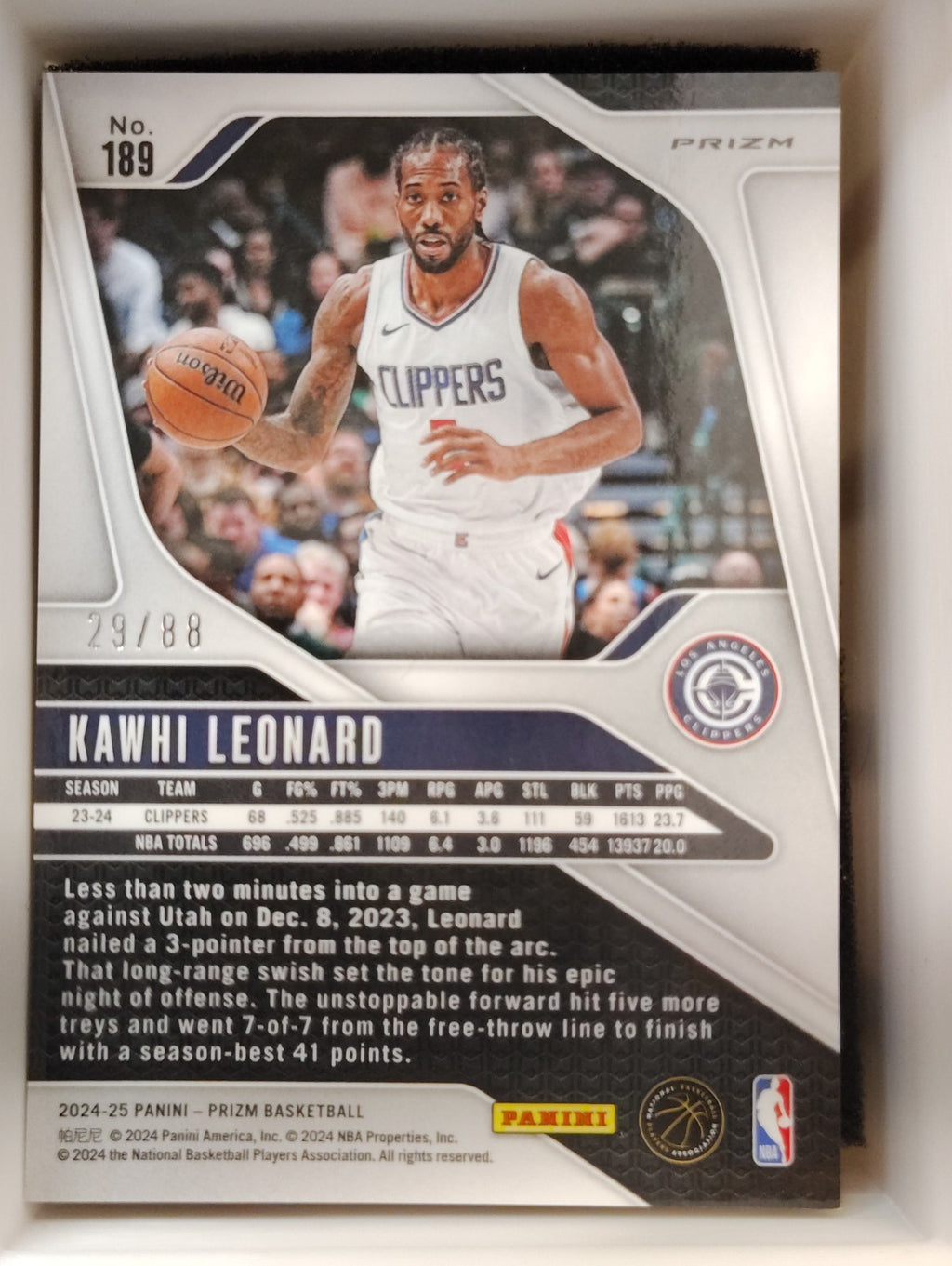 2024-25 Panini Prizm - Kawhi Leonard #189 Choice Red Prizm /88