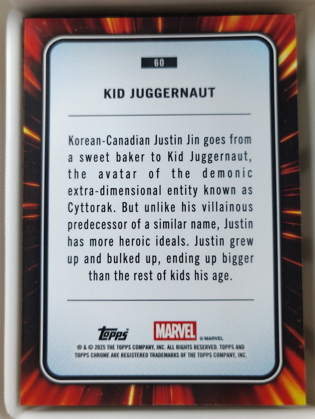2024-25 Topps Chrome Marvel #60 Kid Juggernaut Yellow Lava