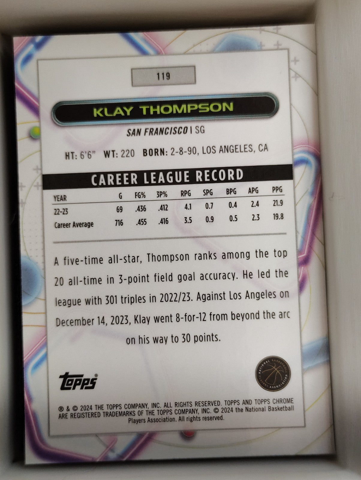 2023-24 Topps Cosmic Chrome - Klay Thompson #119 Scope