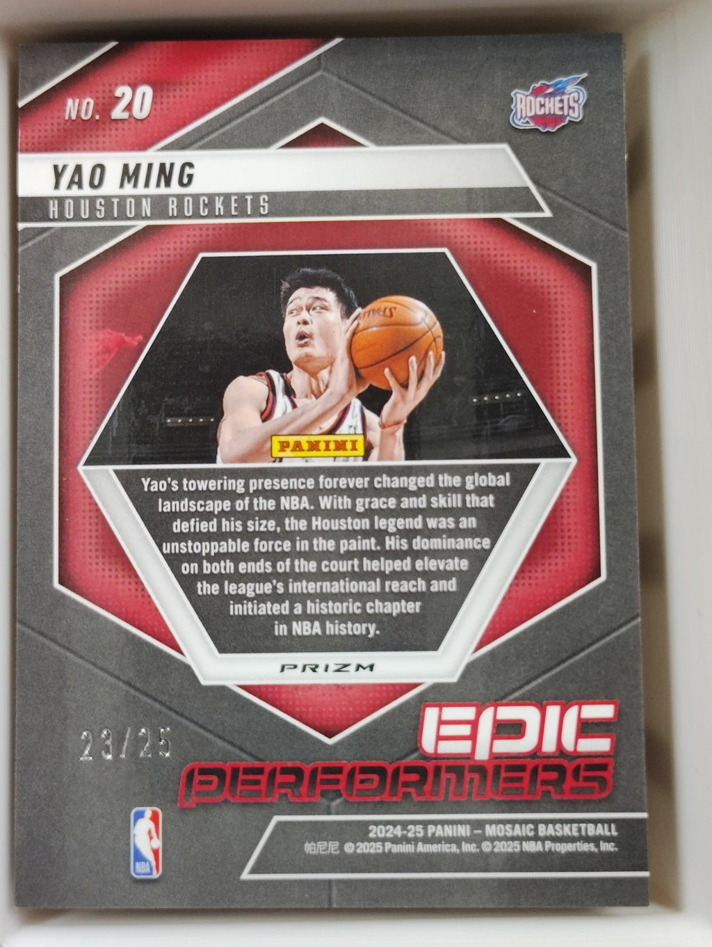 2024-25 Panini Mosaic - NBA Greats Yao Ming #20 Reactive Orange Mosaic 23/25