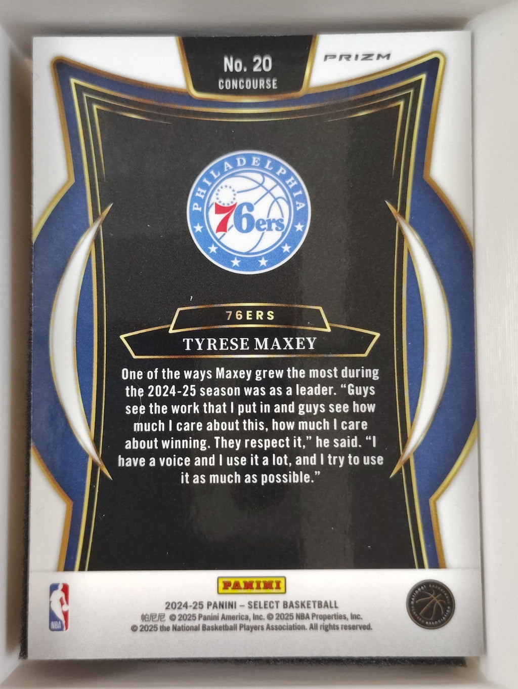 2024-25 Panini Select - Concourse Tyrese Maxey #20 Prizm