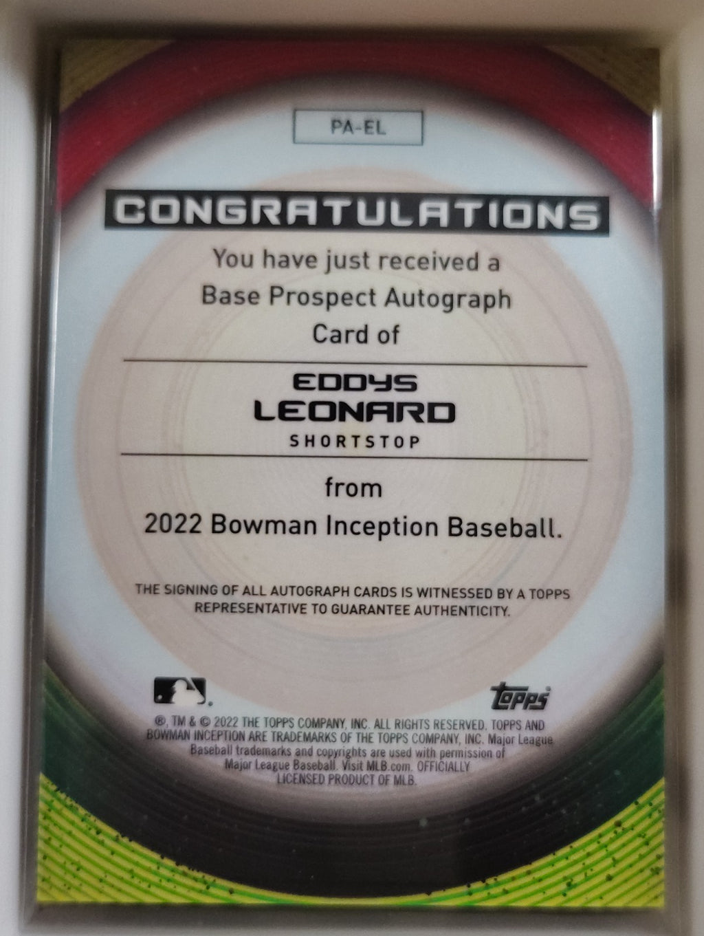 2022 Bowman Inception Auto  #PA-EL Eddys Leonard
