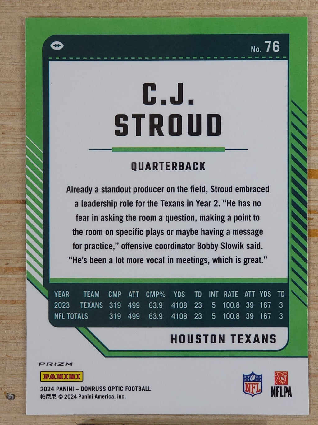 2024 Panini Donruss Optic - C.J. Stroud #76 Stars Prizm