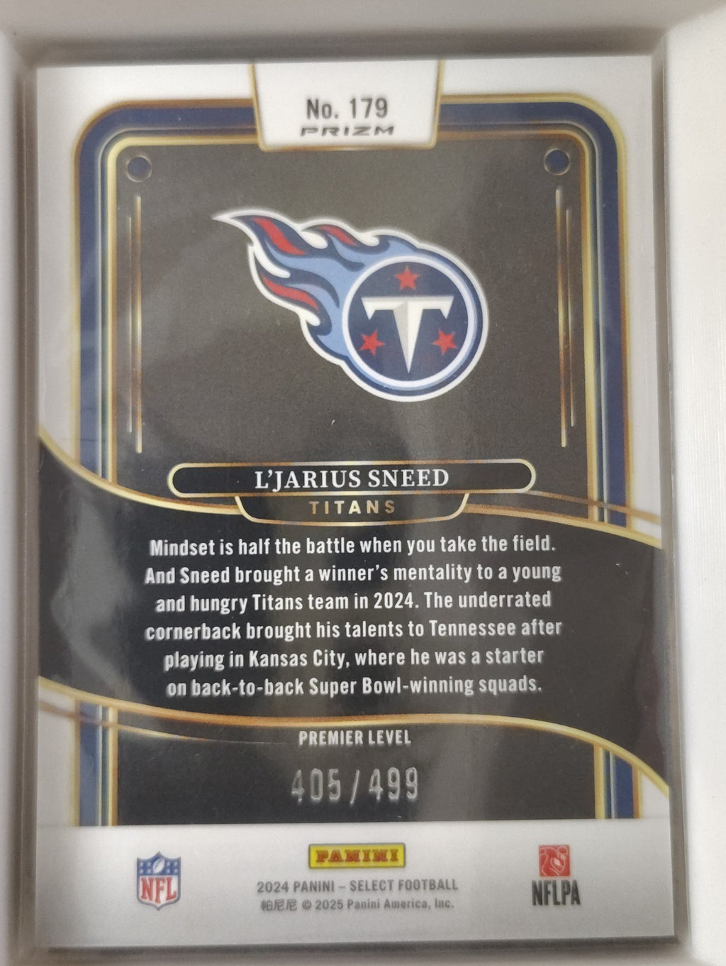 2024 Panini Select - Premier Level L'Jarius Sneed #179 Neon Green Shock 405/499