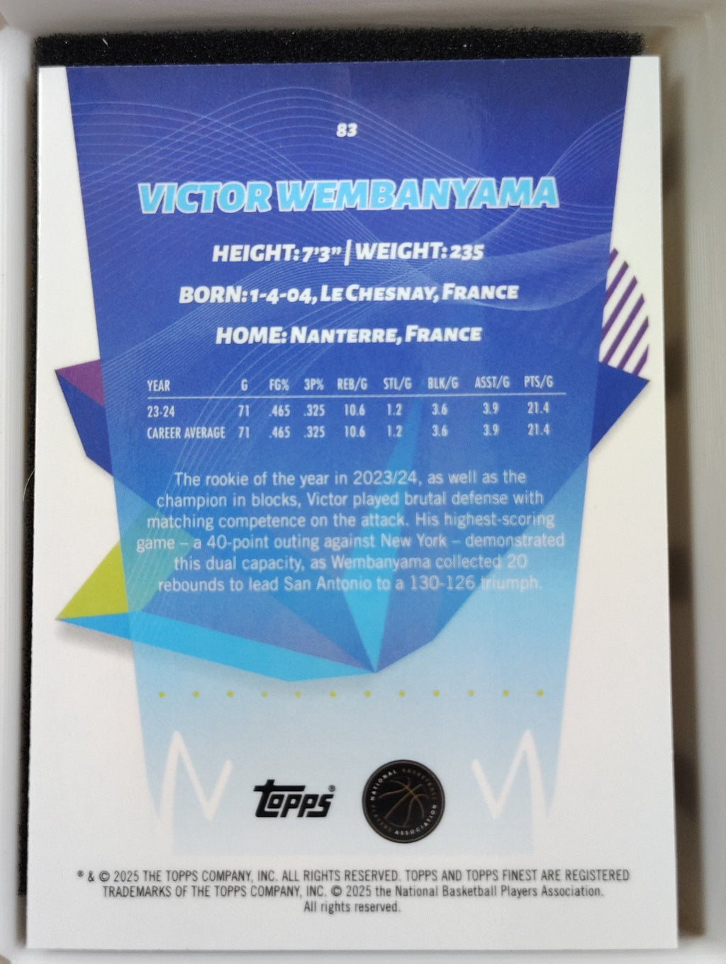 2024-25 Topps Finest - Victor Wembanyama #83