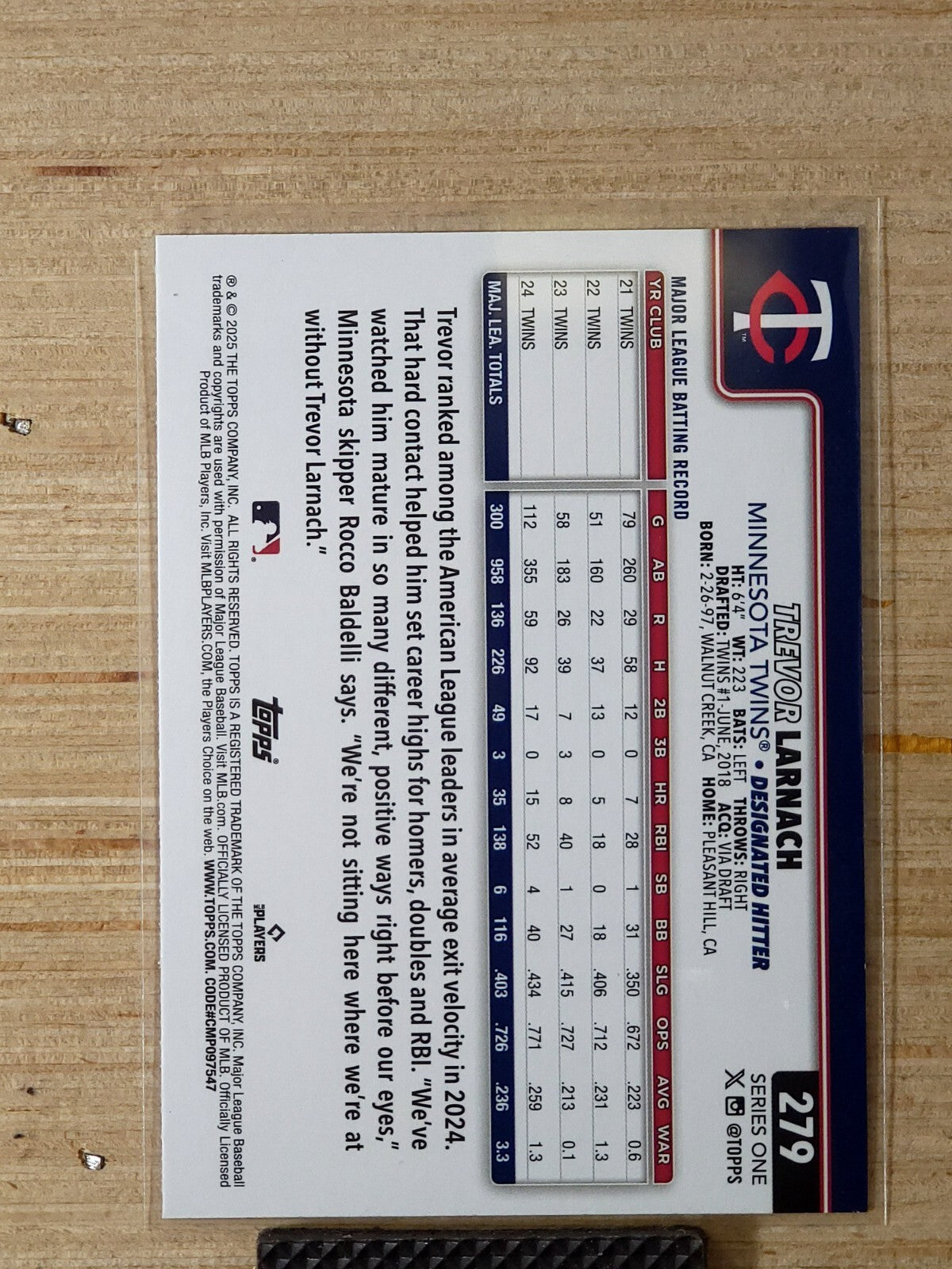 2025 Topps Celebration #279 Trevor Larnach Speckle