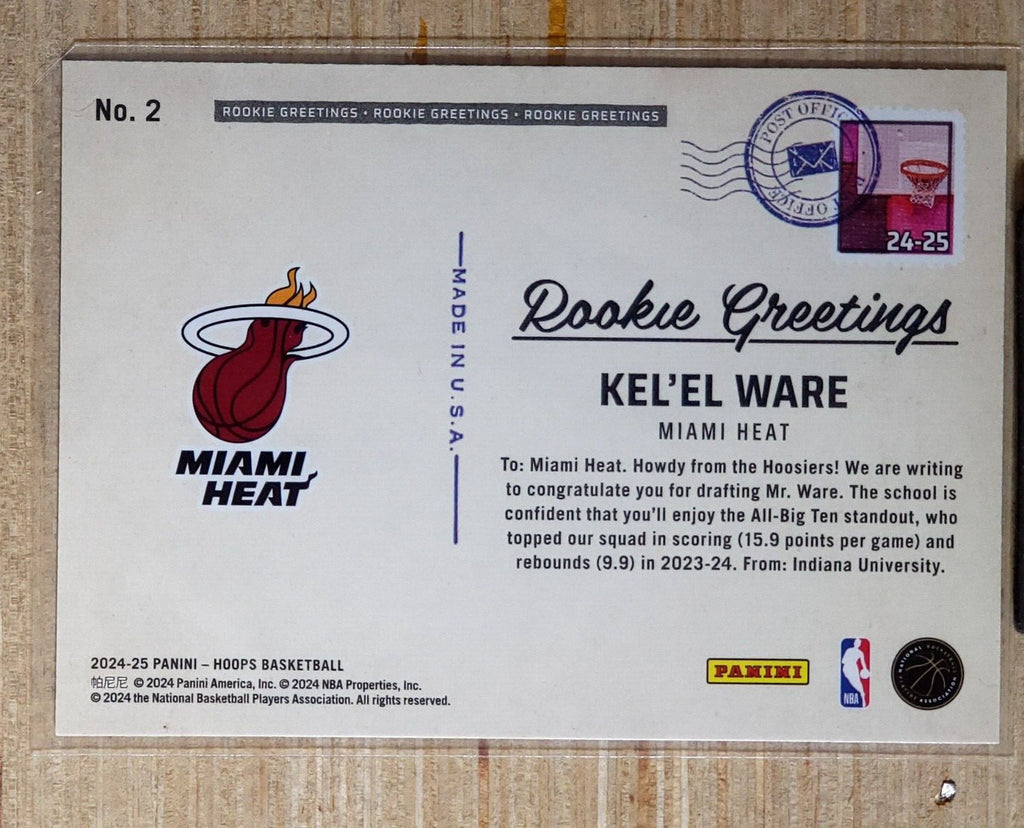 2024-25 Panini NBA Hoops Rookie Greetings #2 Kel'el Ware Holo