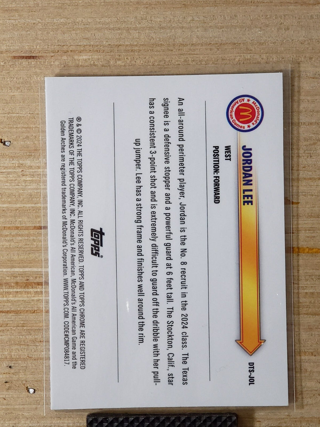 2024 Topps Chrome McDonalds All-American Drive Thru Service Jordan Lee Raywave