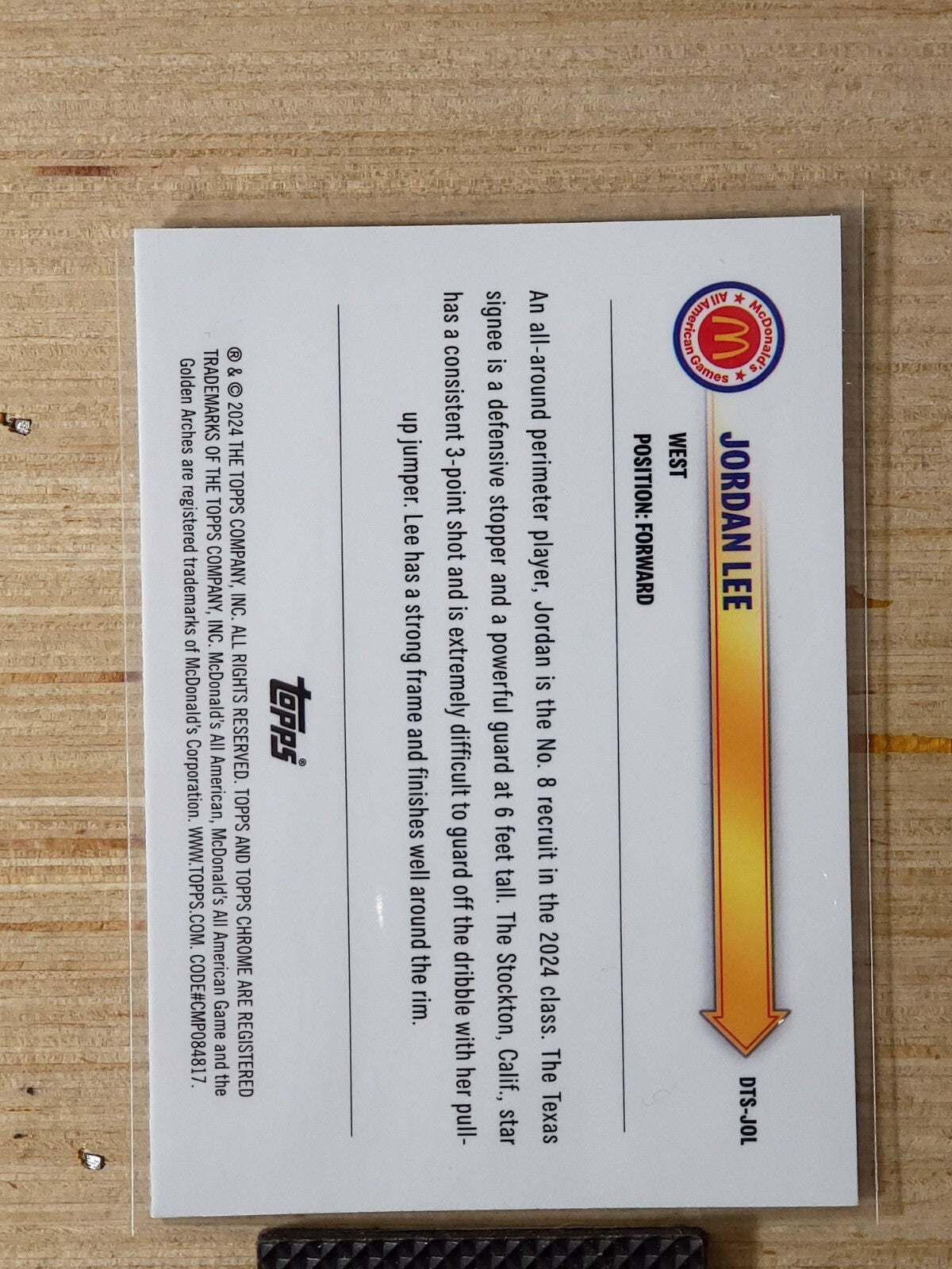 2024 Topps Chrome McDonalds All-American Drive Thru Service Jordan Lee Raywave