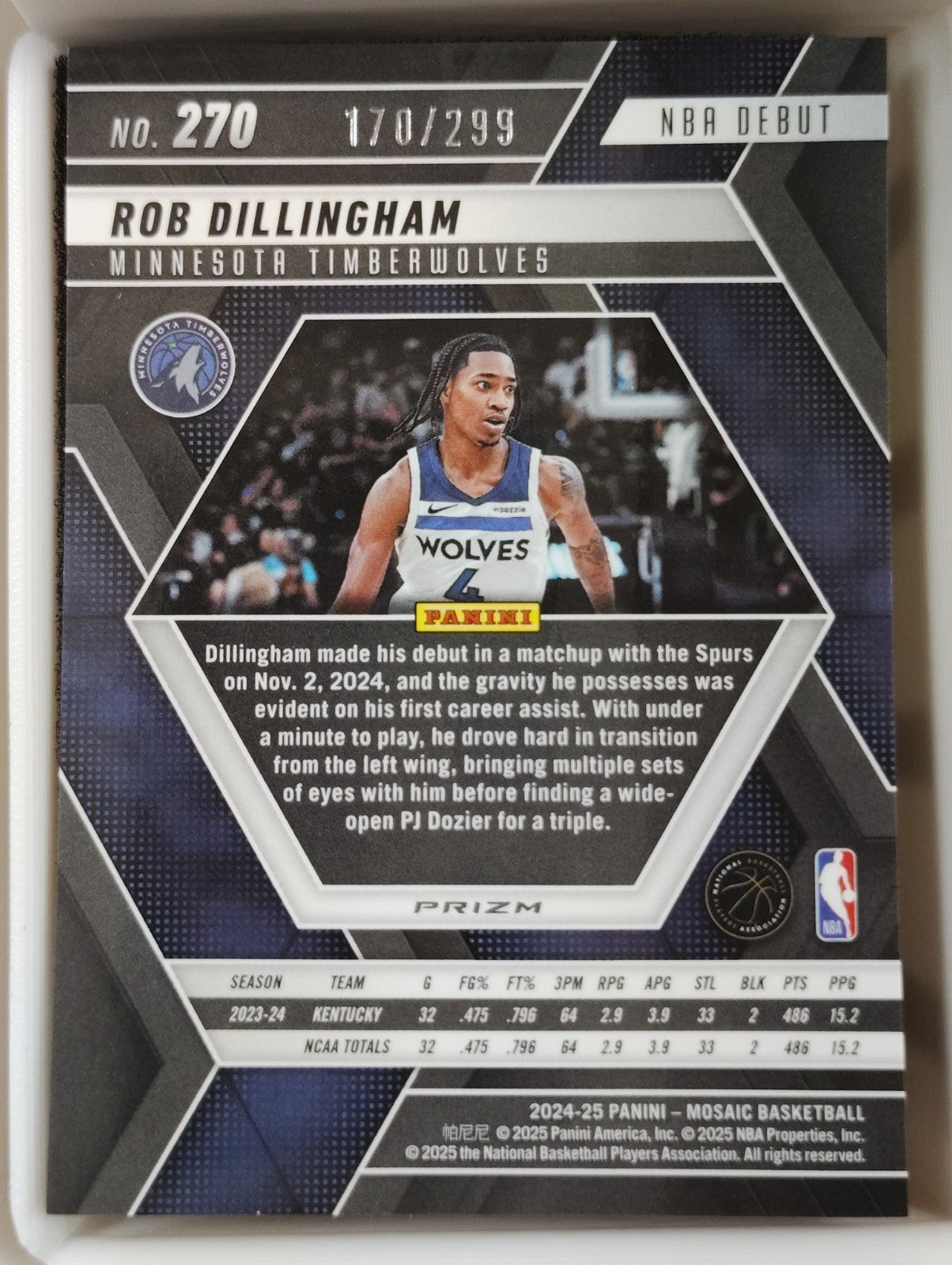 2024-25 Panini Mosaic NBA Debut #270 Rob Dillingham Red Tectonic 170/299