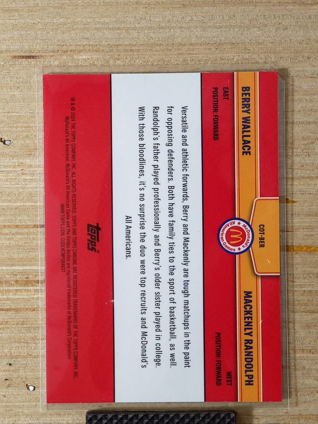 2024 Topps Chrome McDonalds All-American Combo Talents COT-BER