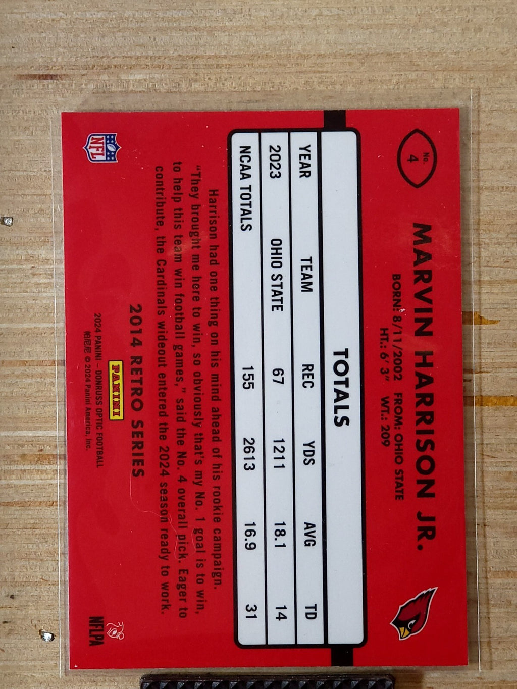 2024 Panini Donruss Optic 2014 Retro Series #4 Marvin Harrison Jr.