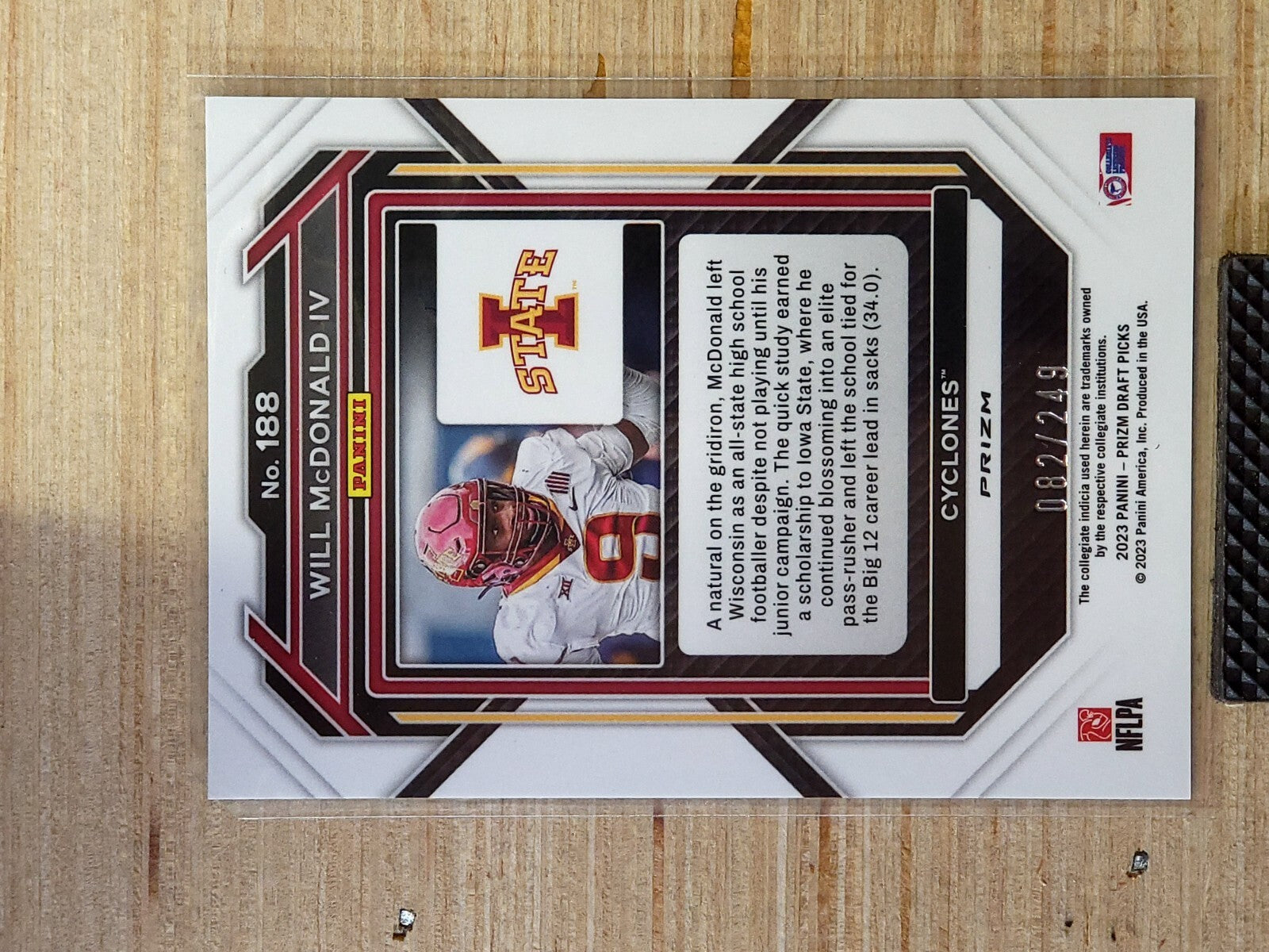 2023 Panini Prizm Draft Picks - Will McDonald IV #188 Blue Wave Prizm 082/249