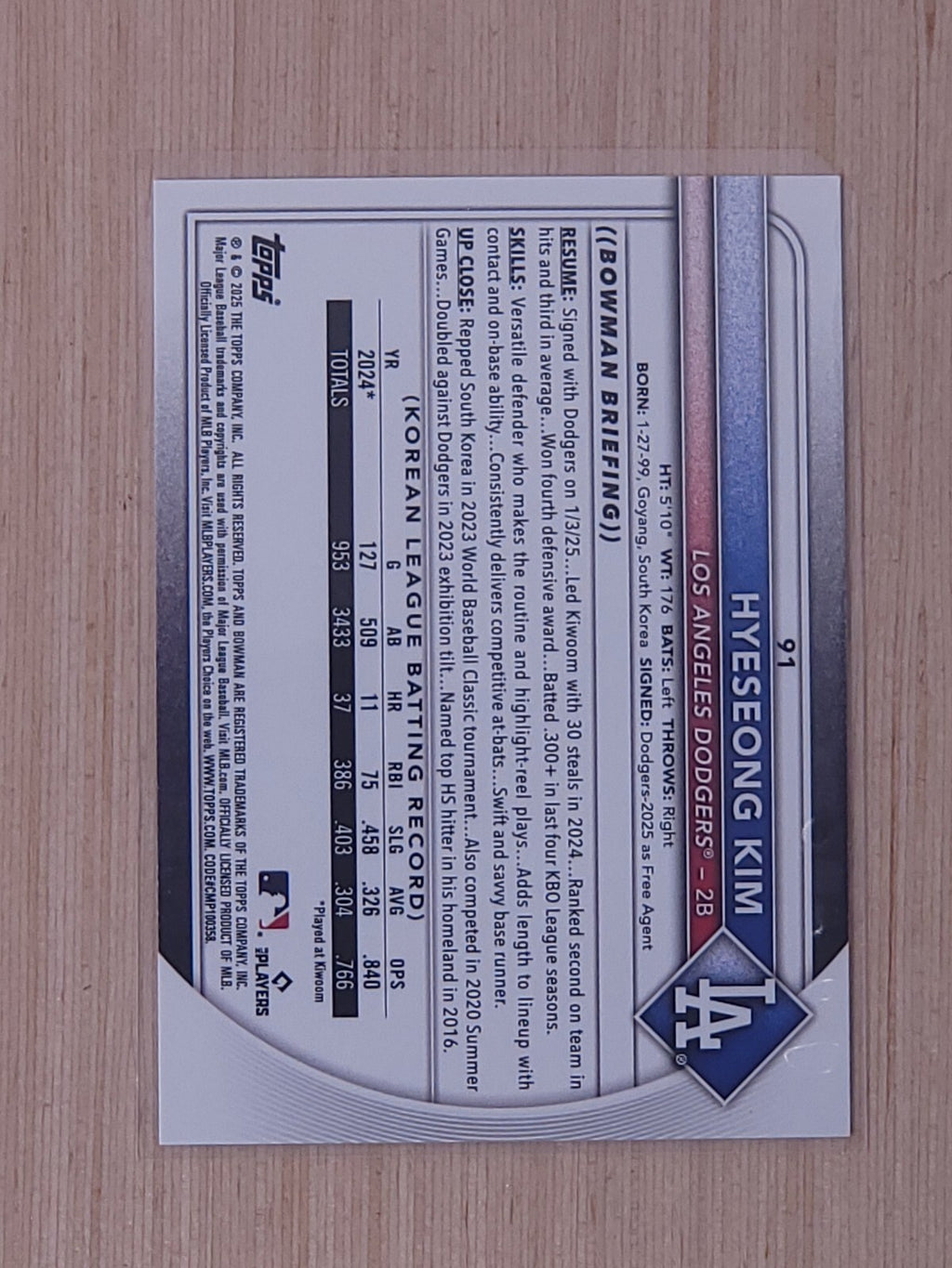 2025 Bowman Hyeseong Kim #91