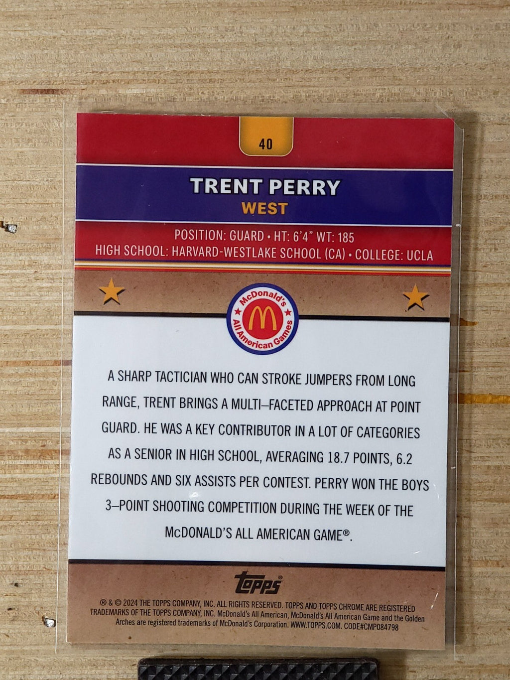 2024 Topps Chrome McDonalds All-American #40 Trent Perry Raywave