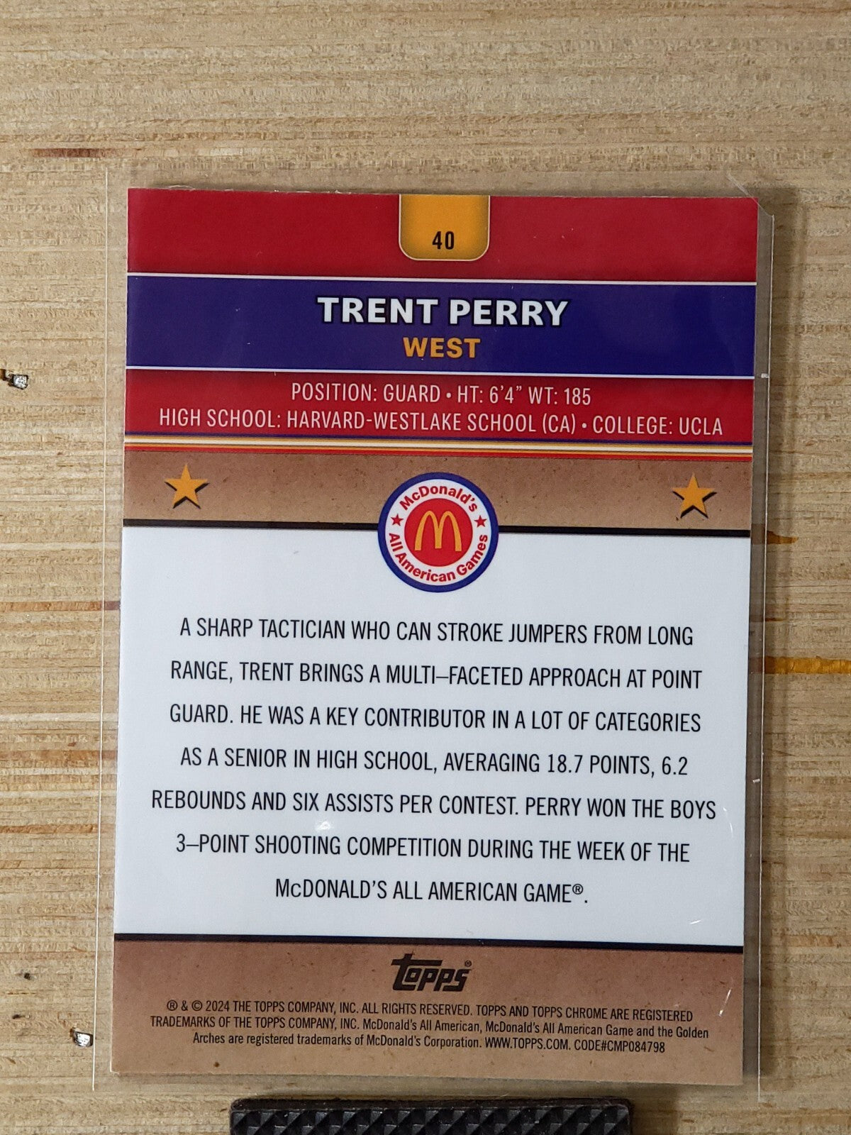 2024 Topps Chrome McDonalds All-American #40 Trent Perry Raywave