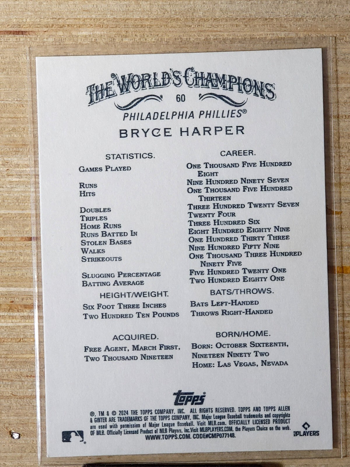 2024 Topps Allen & Ginter # 60 Bryce Hyper Filigree