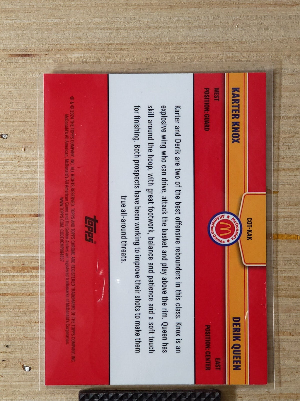2024 Topps Chrome McDonalds All-American Combo Talents COT-KAK